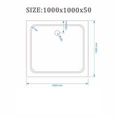 BPS-koupelny Čtvercová akrylátová sprchová vanička HYD-SSV-ST06A 100x100 bílá