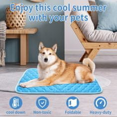 Netscroll Chladicí podložka pro psa nebo kočku, chladicí poduška pro zvířata pomáhá regulovat tělesnou teplotu, odolná proti škrábancům, pratelná, protiskluzová, voděodolná spodní strana, 100x70 cm, CoolingMat
