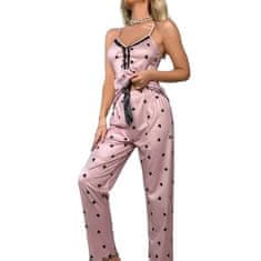 VIVVA® Dámské pyžamo s krajkovými detaily a srdíčkovým vzorem, Dlouhé Pyžamo, Dámská Pyžama | LUNAR Dlouhé (Růžová, M)