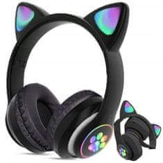 Verk 04116 Bezdrátová sluchátka Cat s tlapkou Bluetooth 5.0 černé