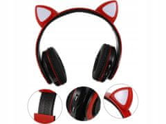 Verk 04116 Bezdrátová sluchátka Cat s tlapkou Bluetooth 5.0 červená