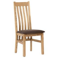 Autronic Dřevěná jídelní židle Dřevěná jídelní židle, potah čokoládově hnědá látka, masiv dub, přírodní odstín (C-2100 BR2)