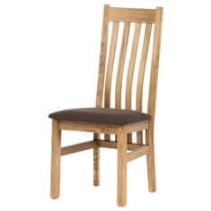 Autronic Dřevěná jídelní židle Dřevěná jídelní židle, potah čokoládově hnědá látka, masiv dub, přírodní odstín (C-2100 BR2)