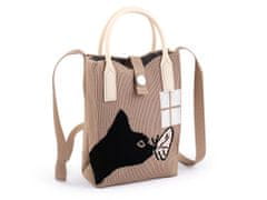 Kraftika 1ks béžová dívčí textilní kabelka / taška kočka 12x18 cm