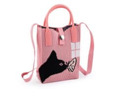 Kraftika 1ks růžová světlá dívčí textilní kabelka / taška kočka