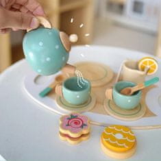 Sferazabawek Dřevěná čajová souprava hrací doplňky kávový servis šálky konvička