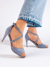 Amiatex Komfortní modré sandály dámské na jehlovém podpatku, odstíny modré, 36