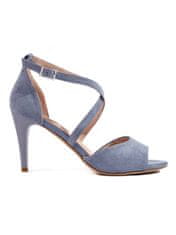 Amiatex Komfortní modré sandály dámské na jehlovém podpatku + Ponožky Gatta Calzino Strech, odstíny modré, 41