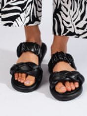 Amiatex Trendy černé dámské nazouváky bez podpatku + Ponožky Gatta Calzino Strech, černé, 39