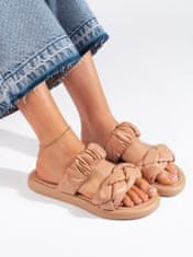 Amiatex Trendy nazouváky dámské hnědé bez podpatku + Ponožky Gatta Calzino Strech, odstíny hnědé a béžové, 41