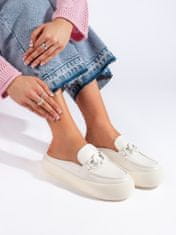 Amiatex Zajímavé dámské bílé nazouváky platforma + Ponožky Gatta Calzino Strech, bílé, 36