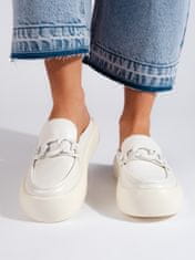 Amiatex Zajímavé dámské bílé nazouváky platforma + Ponožky Gatta Calzino Strech, bílé, 40
