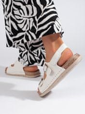 Amiatex Krásné sandály bílé dámské na plochém podpatku, bílé, 41