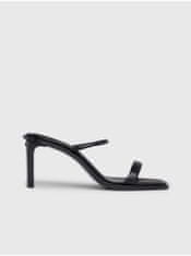 Calvin Klein Černé dámské kožené pantofle na podpatku Calvin Klein Heel Mule 37