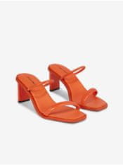 Calvin Klein Oranžové dámské kožené pantofle na podpatku Calvin Klein Heel Mule 37