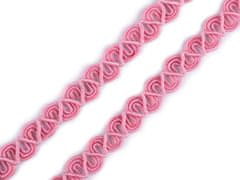 Kraftika 18m růžová sv. bavlněný prýmek šíře 8 mm, prýmky oděvní