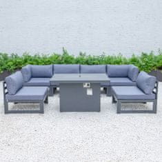 Houseland Modulová sada zahradního nábytku Memorys s ohništěm šedá/modrá