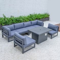 Houseland Modulová sada zahradního nábytku Memorys s ohništěm šedá/modrá