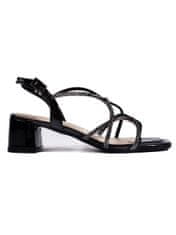 Amiatex Komfortní černé dámské sandály na širokém podpatku, černé, 36