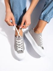 Amiatex Designové dámské šedo-stříbrné tenisky platforma + Ponožky Gatta Calzino Strech, odstíny šedé a stříbrné, 37