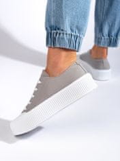 Amiatex Designové dámské šedo-stříbrné tenisky platforma + Ponožky Gatta Calzino Strech, odstíny šedé a stříbrné, 37