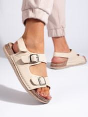 Amiatex Luxusní hnědé sandály dámské na plochém podpatku, odstíny hnědé a béžové, 39