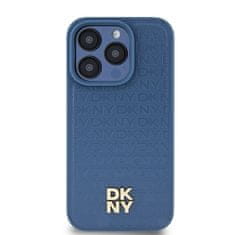 DKNY Originální kryt DKNY Leather Monogram Pattern Metal Logo MagSafe DKHMP15LPSHRPSB for Apple iPhone 15 Pro , barva modrá