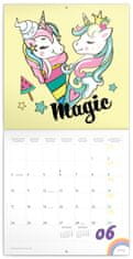 Presco Publishing Poznámkový kalendář Šťastní jednorožci 2024, 30 × 30 cm