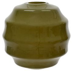 Kaemingk Dekorativní váza z olivově zeleného skla 20x19 cm