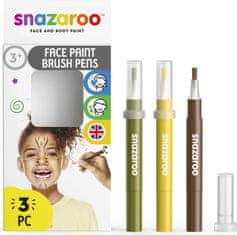 Snazaroo Barvy na obličej s aplikátorem Brush Pen Jungle 3ks