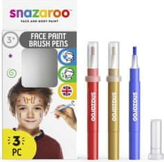 Snazaroo Barvy na obličej s aplikátorem Brush Pen Adventure 3ks