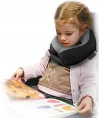Medi Sleep  Dětský cestovní polštářek do auta, polštářek pod krk, grafitový, vyrobený z paměťové pěny