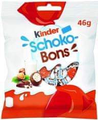 KINDER  Schoko-Bons čokoládové bonbony z mléčné čokolády s mléčnou a lískooříškovou náplní 46g
