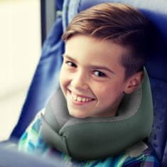 Medi Sleep Cestovní polštářek, zelený pro dítě do auta, rohlík za krk, paměťová pěna