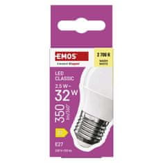 Emos LED žárovka Classic Mini Globe / E27 / 2,5 W (32 W) / 350 lm / teplá bílá