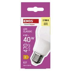 Emos LED žárovka Classic A60 / E27 / 4 W (40 W) / 470 lm / teplá bílá