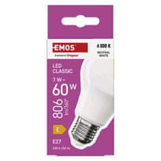 Emos LED žárovka Classic A60 / E27 / 7 W (60 W) / 806 lm / Neutrální bílá