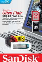 SanDisk SanDisk Ultra Flair/32GB/150MBps/USB 3.0/USB-A/Modrá