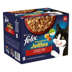 Felix Sensations Jellies kapsička 24x85g hovězí s rajčaty, kuře s mrkví, kachna, jehněčí v lahodném želé