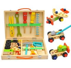 CAB Toys Dětský dřevěný kufřík s nářadím 34 dílný - kutil