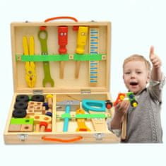CAB Toys Dětský dřevěný kufřík s nářadím 34 dílný - kutil