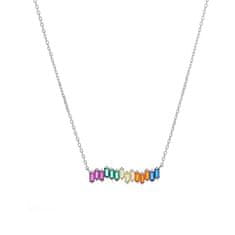 Krásný stříbrný náhrdelník s barevnými zirkony AJNA0010