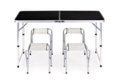 OEM Turistická stolová souprava skládací stůl a 4 židle černá