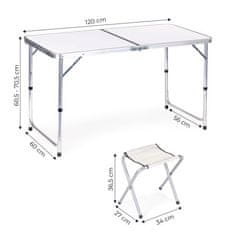 OEM Turistická stolová souprava skládací stůl a 4 židle bílá