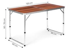 OEM Turistický stůl skládací stůl kempinkový hnědý vrchní 120 x 60 cm