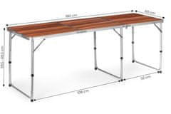 OEM Turistický stůl skládací stůl kempinkový hnědý vrchní 180 x 60 cm