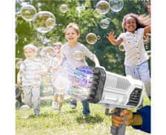 JOJOY® Bublifuková pistole na Bubliny + LED světla, Bubble gun, Bubliny pro děti - vytvoří více než 7000 bublin za minutu | BUBBLEPUFF Černá