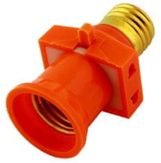 APT Žárovkový adér 2x zásuvka, pro žárovku s paticí E27 - oranžová