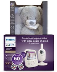 Philips Avent Chůvička dětská video SCD891/26+NATTOU Uspáváček 4v1 Sleepy Bear Grey 0m+