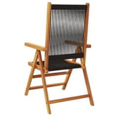 Vidaxl Polohovací zahradní židle 4 ks černé masivní akáciové dřevo